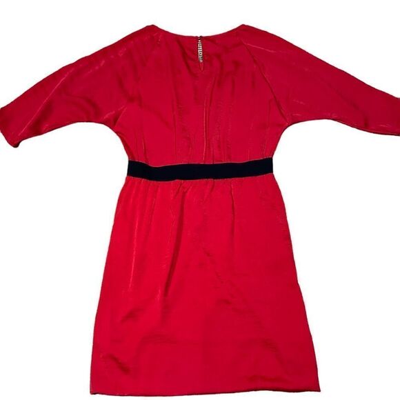 BCBGMAXAZRIA Red Iselin Midi Drape Dress Size Small - Picture 6 of 13